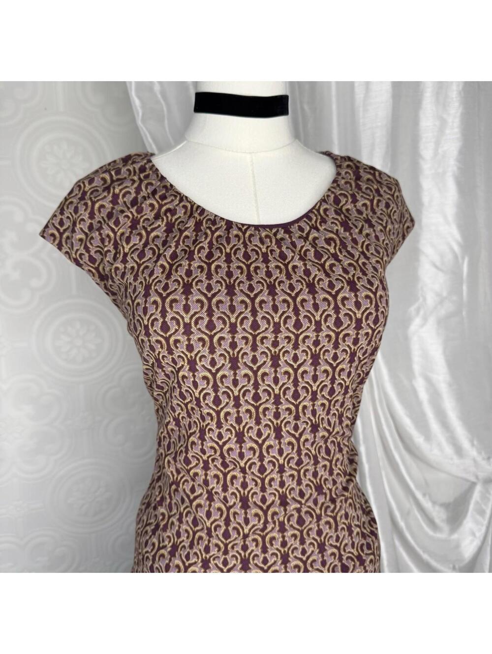 Vintage Whimisigoth Purple Print Micro Mesh Top